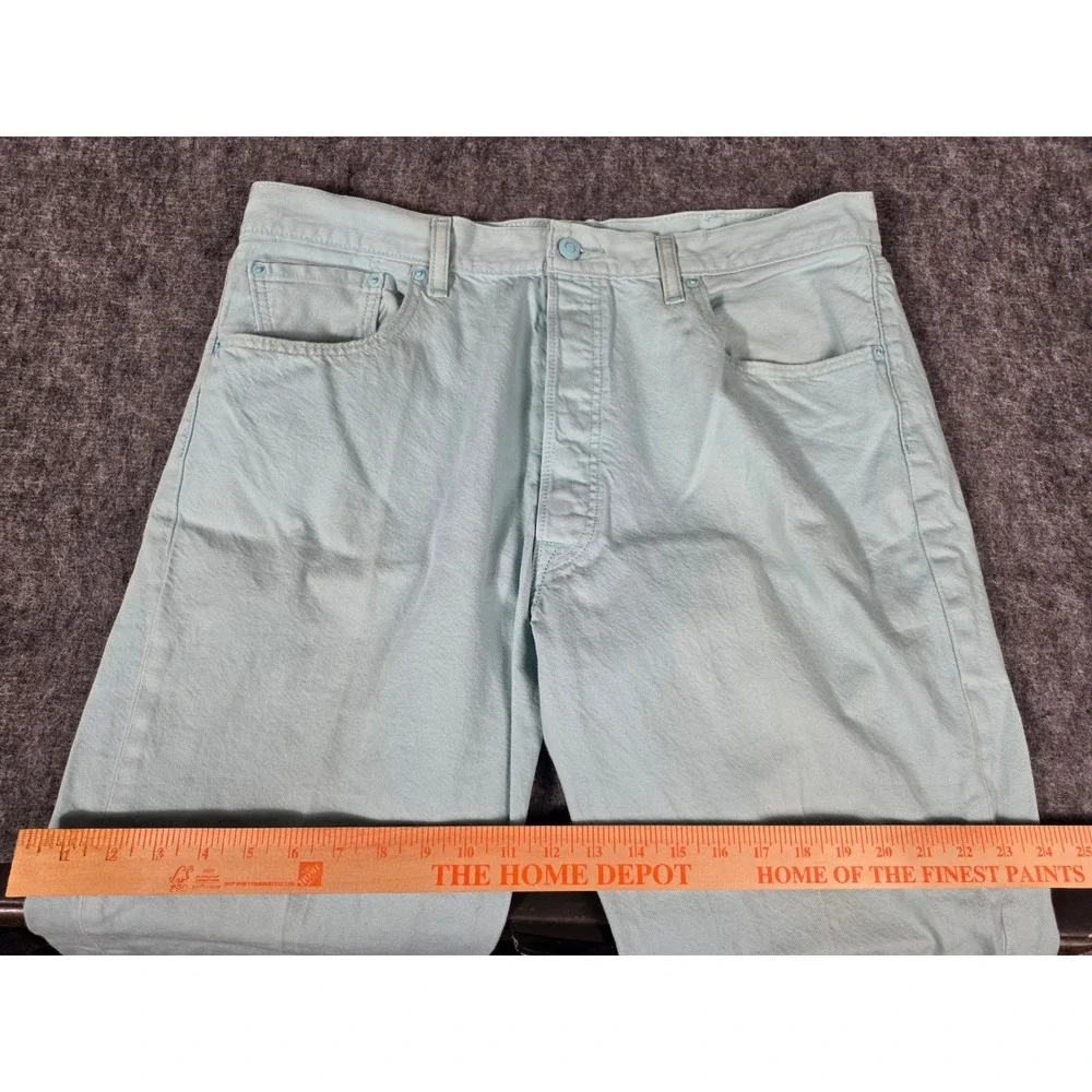 Levis 501 Original Fit Jeans 40x30 Light Mint Ice Blue Pastel Button Fly